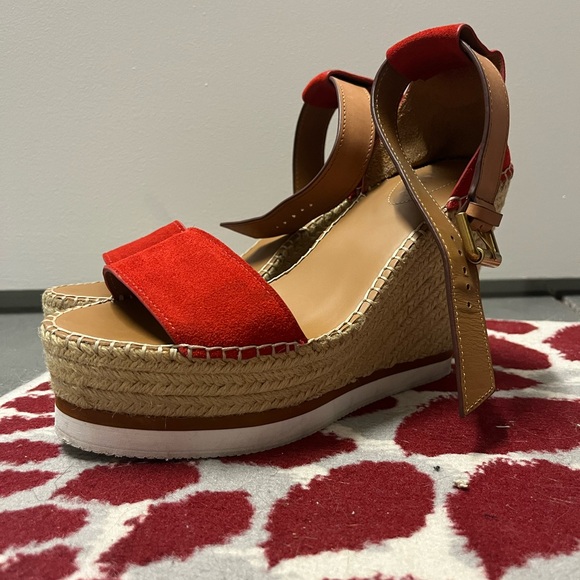 See by Chloe Red Glyn Leather Espadrille - Picture 7 of 7